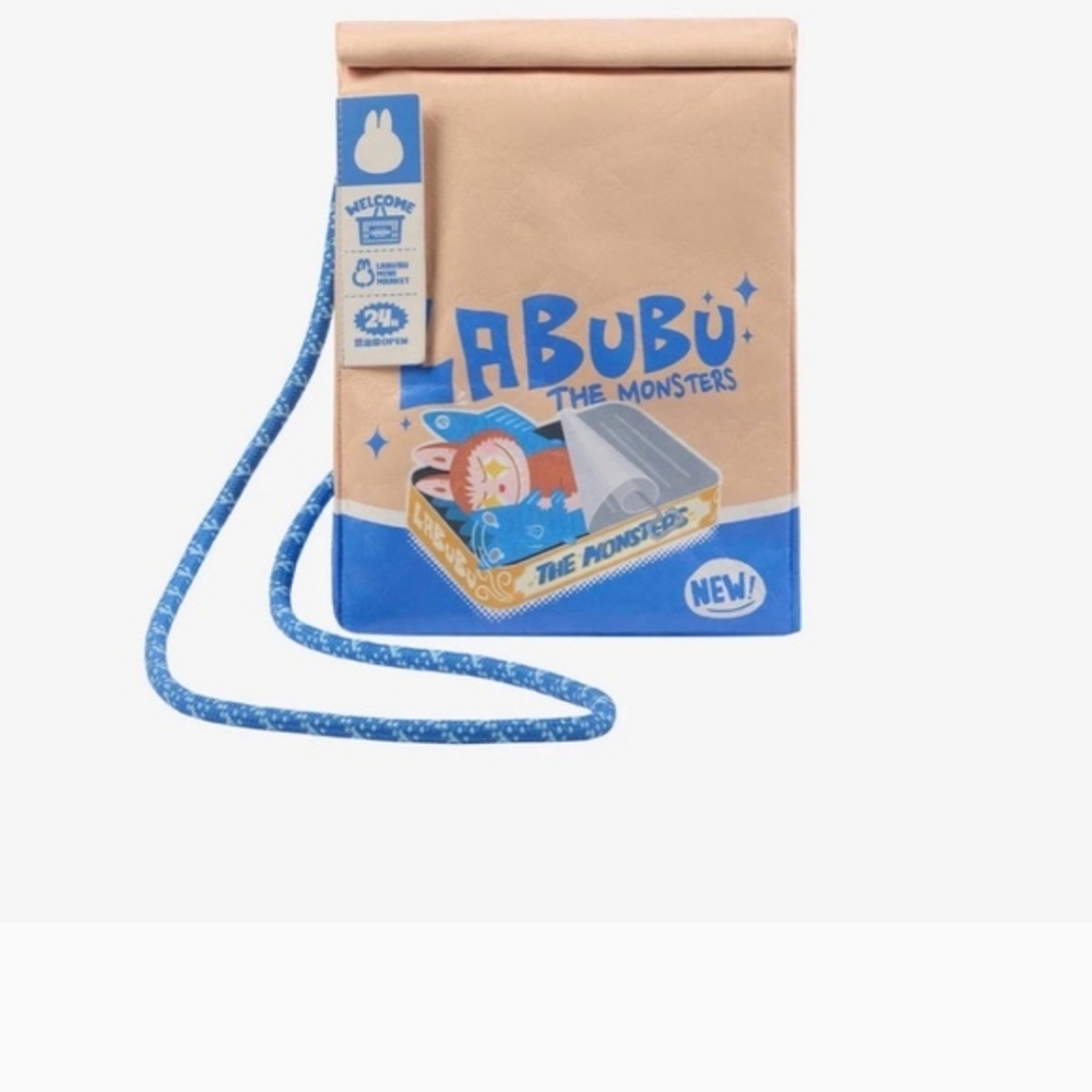 Labubu The Monsters Tan and Blue Tote Bag - Picture 3 of 3